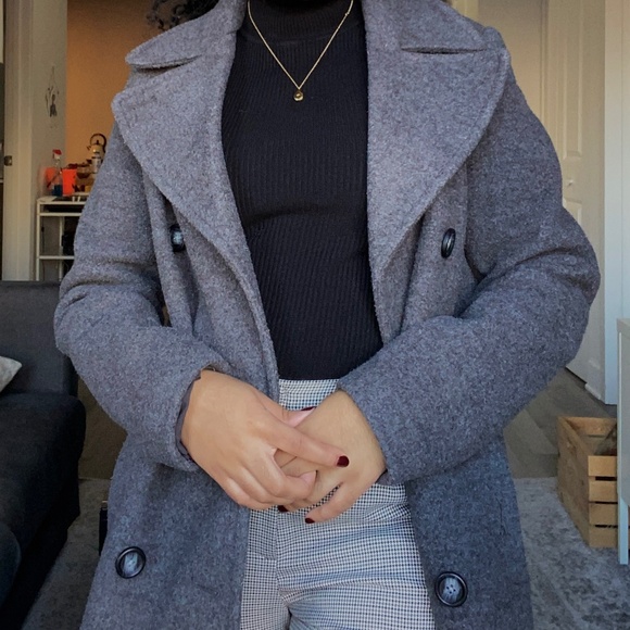 Women's Grey Old Navy Peacoat - Picture 3 of 4